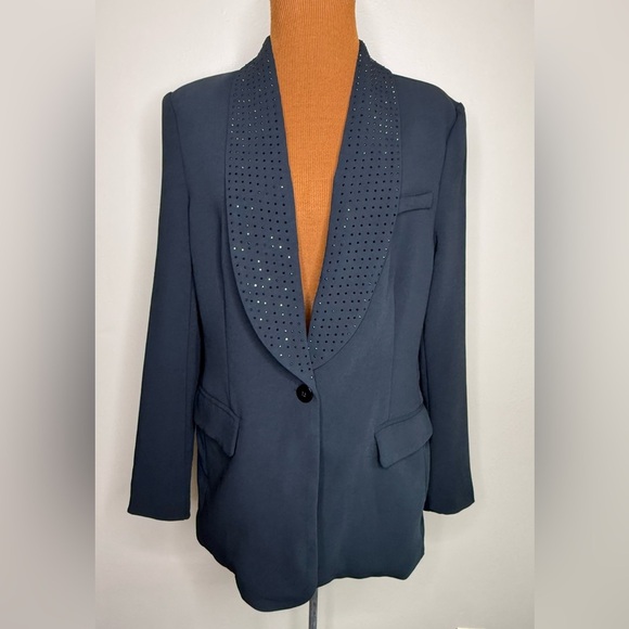 NWT Forever 21 Rhinestone Single Breasted Blazer Black Size Medium - Picture 1 of 10